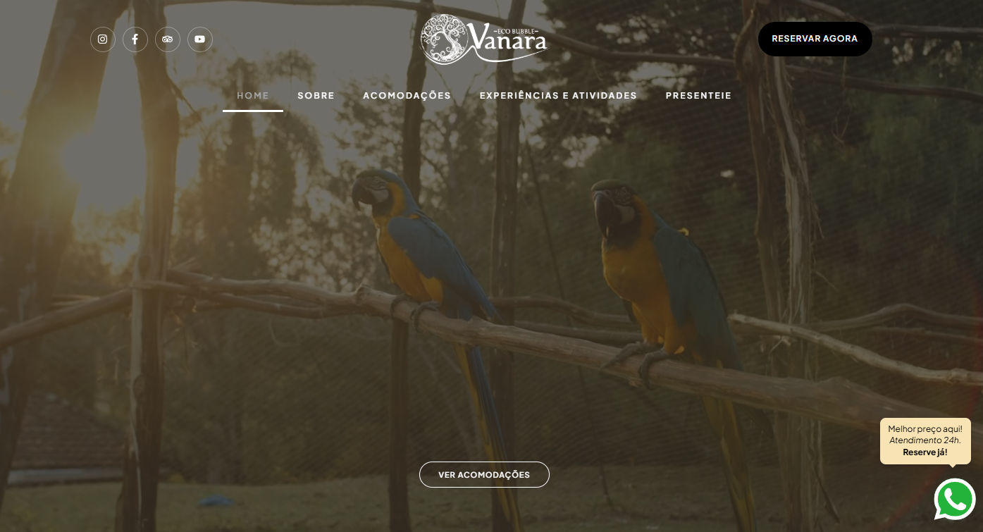 Site Vanara Eco Bubble — hospedagem na natureza